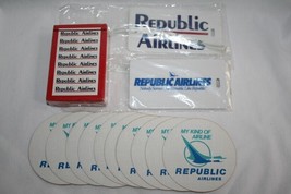 REPUBLIC AIRLINES Vtg Sealed Playing Cards, 10 Stickers, 2 Baggage Label... - £23.59 GBP