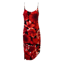 My Michelle Womens Bodycon Dress Red Floral Asymmetric Midi Sleeveless Beads S - £41.31 GBP