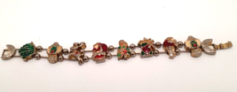 Christmas Slide Bracelet Gold Tone Santa, Tree, Angel, Present, Reindeer 7.5&quot; - £10.87 GBP