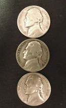1945 PDS Silver Wartime Jefferson Nickels (Three) AA20-7433 Vintage - £75.19 GBP