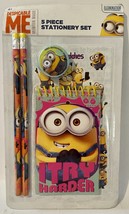 Despicable Me Minion Made  I TRY HARDER  5 Piece Stationary Set NEW ~ School Fun - £1.45 GBP