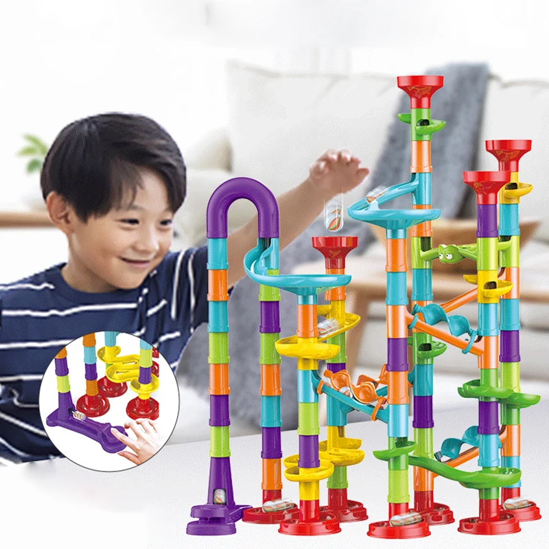 DIY Construction Marble Run Race Track Building Blocks Kids 3D Maze Ball Roll - £11.60 GBP+