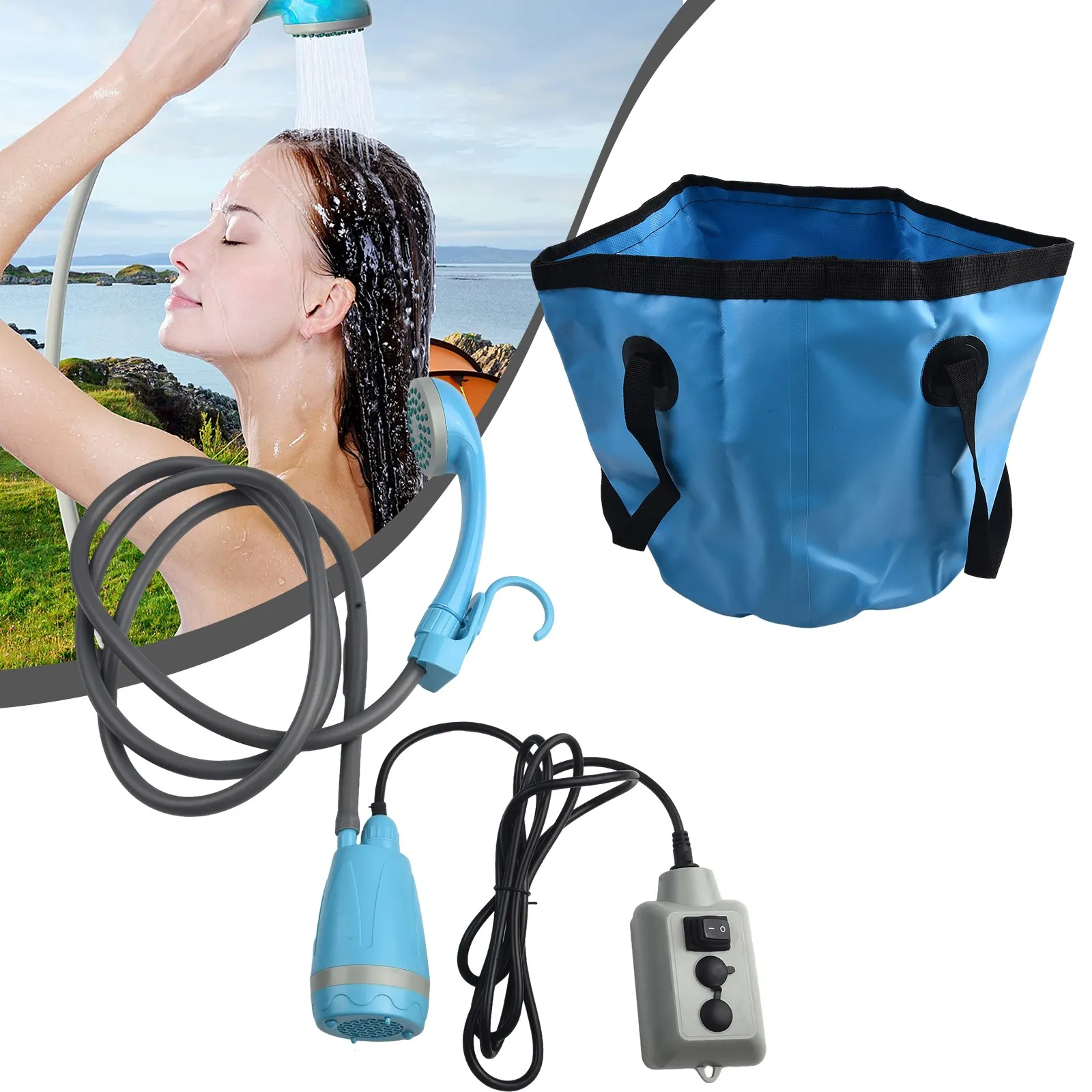 Cleaning tool portable car shower dc 12v car washer outdoor camping travel shower with thumb200