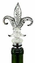 Silver Color Acrylic French Fleur De Lis Wine Bottle Stopper Topper W/ Cork Bar - $20.99