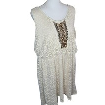 Maurices Plus Dress Womens 2X Doily Eyelet Lace Sleeveless Beaded Sequin Beige - £13.84 GBP