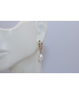 Fine 14K Yellow Gold White Pearl Dangle Earrings - $159.37 CAD