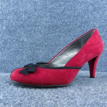 Liz Claiborne Jadyn Women Pump Heel Shoes Red Fabric Size 9 Medium - £19.50 GBP