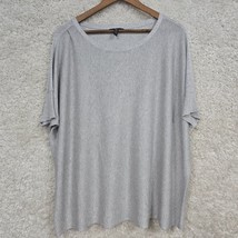 Eileen Fisher Shirt Womens Large Gray Short Sleeve Pullover Scoop Neck Boxy - $34.60