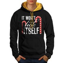 Wellcoda Naughty Christmas Mens Contrast Hoodie, Candy Cane Casual Jumper - £31.00 GBP