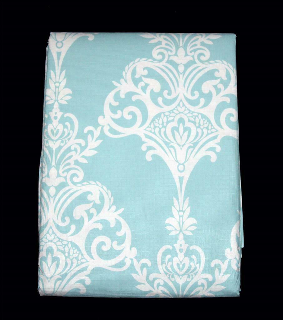 LENOX Aqua White Medallion Baroque Vinyl Flannel Back Varied Size Tablec... - $20.99+
