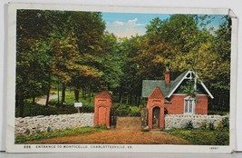 Charlottesville Va Entrance to Monticello c1930 Postcard J20 - £7.77 GBP