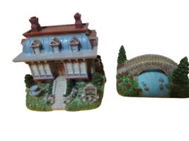 Vtg 2000 Liberty Falls Village 2 Pc Set Art Museum Stone Bridge New - £11.87 GBP