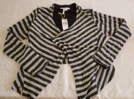 NWT BCBG Generation Heather Grey &amp; Black Striped Cropped Cardigan Sweate... - $24.74