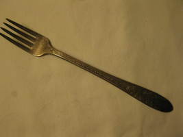 National Silver 1937 Rose &amp; Leaf Pattern Silver Plated 7.5&quot; Table Fork #4 - $8.00