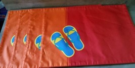 Beach Fun Flip Flops Red Orange Nylon Reversible Placemats Set 4 13x19 S... - $24.58