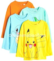 H&amp;M Pokemon Pikashu Bulbasaur Long Sleeve Shirts Pack of 4 Boys Girls Ne... - £31.96 GBP
