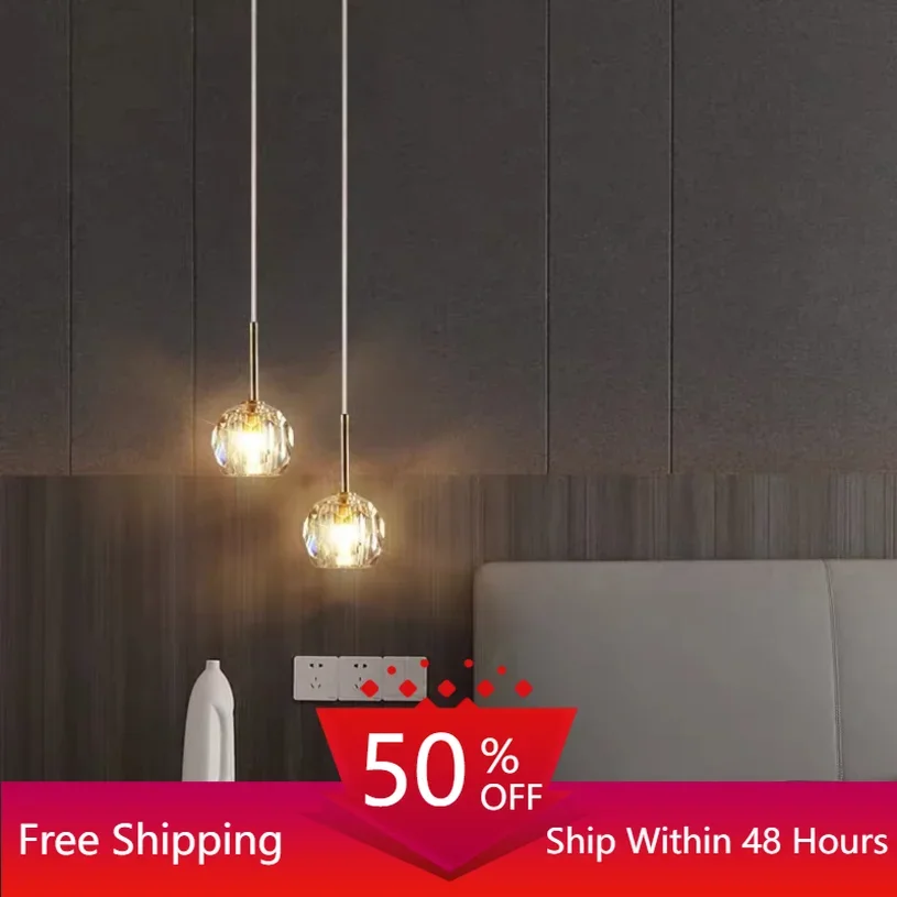 Crystal Led Pendant Light Bedroom Bedside Hanging Lamp Restaurant Bathroom - $56.82+