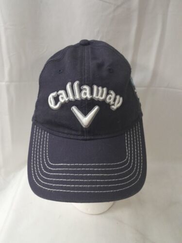 Callaway Adjustable Golf Hat Cap Navy Blue White Embroidered Logo Branded Logo - $15.84