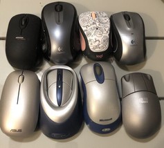 Lot Of 8 Wireless Laser Mouse Logitech Logo Microsoft Dell Asus no Receivers - £23.65 GBP