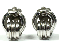 Vintage Coro Designer Signed Silver tone Knot Clip Earrings - £9.45 GBP