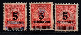 Germany Millarden infla period 2 stamps with overprint varieties one Normal - £11.26 GBP