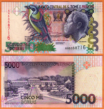 Sao Tome and Principe 2004  UNC 5000 Dobras Banknote Paper Money Bill P-65c - £2.35 GBP