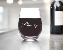 Stemless wine Glass , Custom wine glass , Monogram Wine Glass - Name - £11.09 GBP