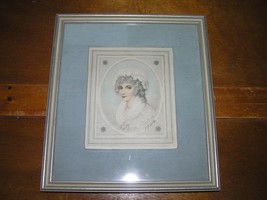 Antique Signed Artist Hand Drawn Colored Martha Washington Style Cameo P... - £36.79 GBP