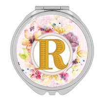 Monogram Letter R : Gift Compact Mirror Name Initial Alphabet ABC - $12.99