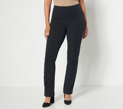 New Womens Isaac Mizrahi Live 12 T Tall 24/7 Stretch Straight Pants Black NIP - $78.21