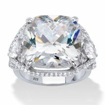 PalmBeach Jewelry 7.40 TCW Platinum-plated Silver Cushion CZ Engagement Ring - £27.59 GBP