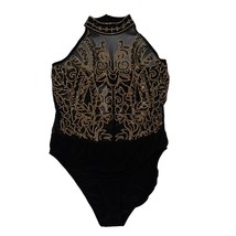 Venus Black Sparkle Choker Neck Halter Top Bodysuit Womens Large NWT - $49.99