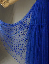 ROYAL BLUE Dot Layered Tulle Skirt Women Plus Size Dotted Ball Gown Skirt image 5