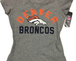 NFL Broncos De Denver da Donna S SMALL Scollo V Tee T-Shirt Grigio Nuovo... - $12.87
