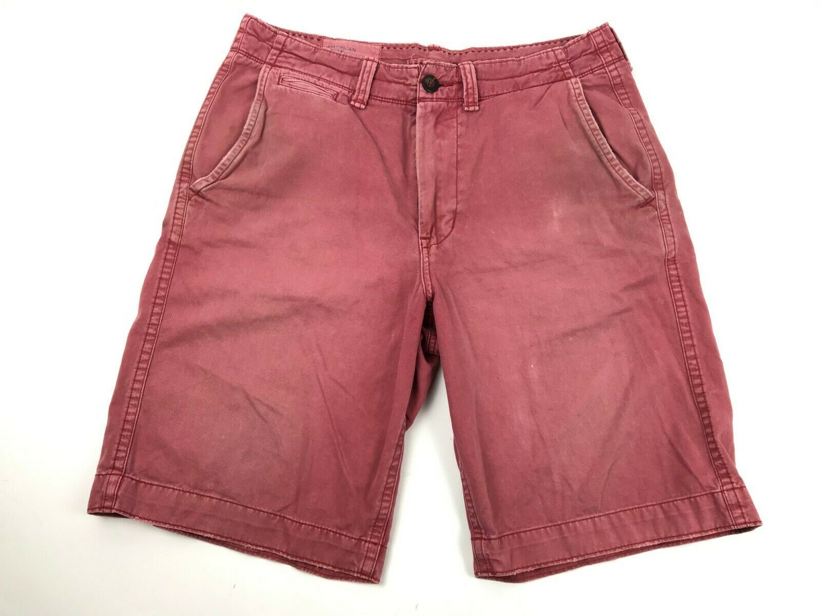 AMERICAN EAGLE Distressed Faded Red Longer Length 23" AE AEO Classic Shorts 33 - $10.94