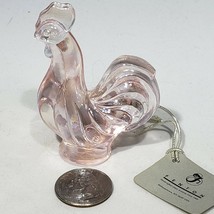 Fenton Glass Mini Rooster Pink Pearl Champagne 2.75&quot; tall 5265 PY with Tag - £21.47 GBP