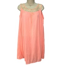 Vintage Movie Star Nightgown Coral Pink Lace Detail Sleeveless Sz M Nylo... - $34.60