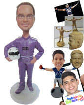 Personalized Bobblehead Male Car Racer In Racing Outfit Ready To Turn On The Gas - £71.26 GBP
