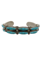 Rare Vintage Zuni Leola Nastacio Sterling Silver Turquoise Cuff Bracelet... - $247.49