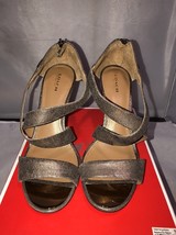Coach Halsey Heel Sandals Strappy Open Toe Mat Tonal Pewter Silver 9.5 - $30.41