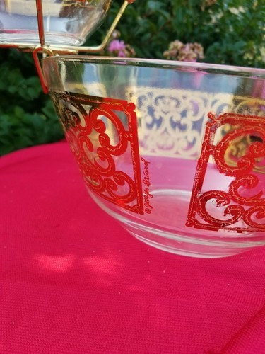Vintage 1960 Georges Briard Gold Scroll Chip and Dip+Toothpick Holder set rare Item image 3