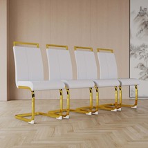 Modern Dining Chairs Set of 4 - White PU Leather - £267.01 GBP