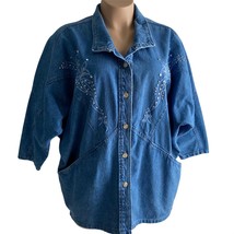 Vtg Gabby &amp; Claudia Jean Jacket Women sz M Bat Wing Sleeve Bolero Style ... - $8.99