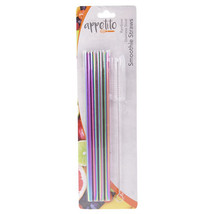 S/Steel Straight Smoothie Straws with Brush 4pcs - Rainbow - £16.56 GBP