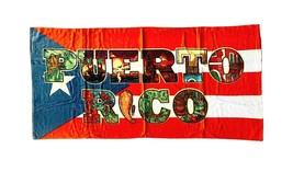 Puerto Rico Beach &amp; Pool Towel with &quot;Flag &amp; Guiro&quot; - £15.00 GBP