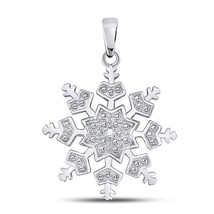 Sterling Silver Womens Round Diamond Snowflake Fashion Pendant .01 Cttw - £31.17 GBP