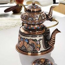 LaModaHome Hand Painted Large Copper Turkish Tea Pot Samowar Style - £80.87 GBP