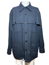 Brandini Wool Shirt Jacket Men&#39;s Large Blue Plaid Casual Pockets Outdoor - $38.71