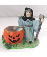 Vintage Pumpkin Time Kmart Halloween Witch &amp; Jack O&#39; Lantern Candle Holder - $9.89