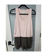 Elevenses Pink Olive Colorblock Tank Romper M V-Neck Shorts - $648.93 MXN